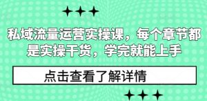 私域流量运营实操课，每个章节都是实操干货，学完就能上手-游客之家