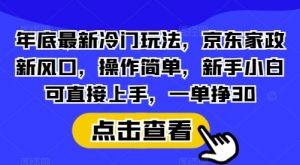 年底最新冷门玩法，京东家政新风口，操作简单，新手小白可直接上手，一单挣30【揭秘】-游客之家