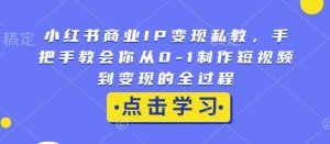 小红书商业IP变现私教，手把手教会你从0-1制作短视频到变现的全过程-游客之家