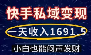 一天收入1691.5，快手私域变现，小白也能闷声发财-游客之家