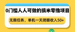 0门槛人人可做的搞米零撸项目，无限任务，单机一天闭眼收入50+-游客之家
