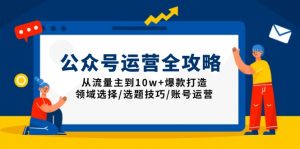 公众号运营全攻略：从流量主到10w+爆款打造，领域选择/选题技巧/账号运营-游客之家