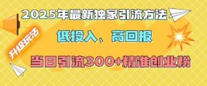 2025年最新独家引流方法，低投入高回报？当日引流300+精准创业粉-游客之家