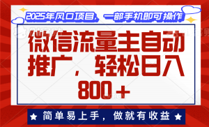微信流量主自动推广，轻松日入800+，简单易上手，做就有收益。-游客之家