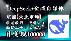 降维打击，DeepSeek+失业市场，全自动操作，结合人人刚需，单月利润轻松破100000＋-游客之家