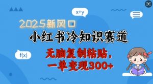 2025新风口，小红书冷知识赛道，无脑复制粘贴，一单变现300+-游客之家