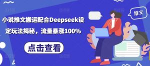 小说推文搬运配合Deepseek设定玩法揭秘，流量暴涨100%-游客之家