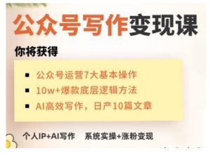 AI公众号写作变现课，手把手实操演示，从0到1做一个小而美的会赚钱的IP号-游客之家