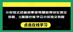 小说推文短篇故事混剪最新剪辑实操全流程，0基础也能学会小说推文教程，肯干多发日入多张-游客之家
