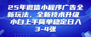 2025年微信小程序最新玩法纯小白易上手，稳定日入多张，技术全新升级【揭秘】-游客之家