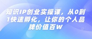 知识IP创业实操课，从0到1快速孵化，让你的个人品牌价值百W-游客之家