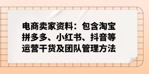 电商卖家资料：包含淘宝、拼多多、小红书、抖音等运营干货及团队管理方法-游客之家