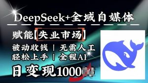 降维打击，Deepseek+全域自媒体，赋能失业市场，被动收钱，无需人工全程AI，日变现1k-游客之家