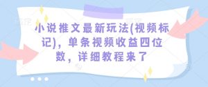 小说推文最新玩法(视频标记)，单条视频收益四位数，详细教程来了-游客之家