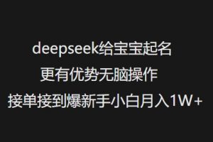 deepseek给宝宝起名更有优势无脑操作接单接到爆新手小白月入1W+-游客之家