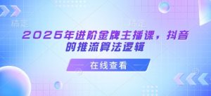 2025年进阶金牌主播课，抖音的推流算法逻辑-游客之家