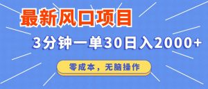 最新短剧项目操作，3分钟一单30。日入2000左右，零成本，无脑操作。-游客之家
