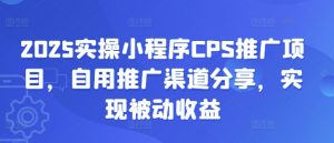 2025实操小程序CPS推广项目，自用推广渠道分享，实现被动收益-游客之家