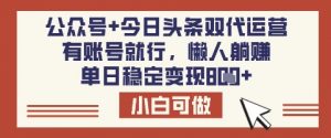 公众号+今日头条双代运营,有账号就行,单日稳定变现8张【揭秘】-游客之家