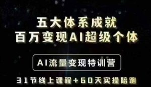 五大体系成就百万变现AI超级个体- AI流量变现特训营，一步一步教你一个人怎么年入百W-游客之家