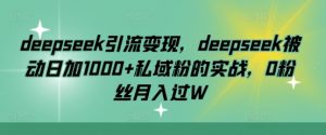 deepseek引流变现，deepseek被动日加1000+私域粉的实战，0粉丝月入过W-游客之家