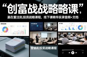 创富战略课,赢在重注时刻,营销和投资战略课程,线下课精华实录音频+文档-游客之家