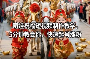 萌娃祝福短视频制作教学，5分钟教会你，快速起号涨粉-游客之家