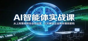 AI智能体实战课：从上岗落地到全自动运营，三天解锁企业降本增效密码-游客之家