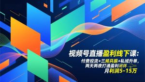 视频号直播盈利线下课：付费投流+三频共振+私域升单，两天两夜打通盈利闭环，月利润5-15万-游客之家
