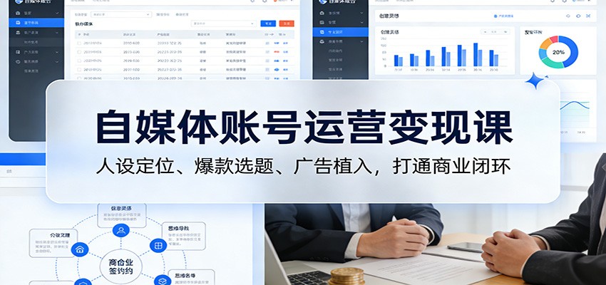 自媒体账号运营变现课:人设定位、爆款选题、广告植入,打通商业闭环-游客之家