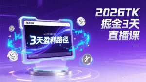 2026TK掘金直播课，起号涨粉+直播带货+商单变现+3天打通盈利路径，月入过万美金-游客之家