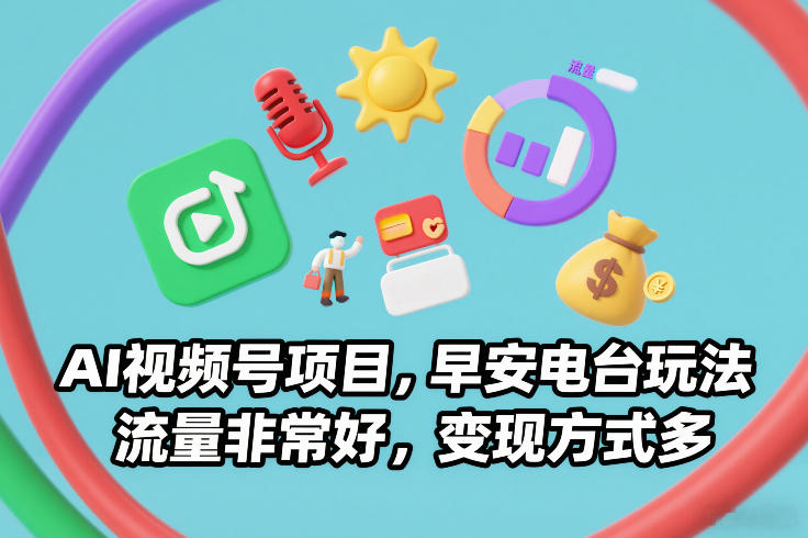 AI视频号项目，早安电台玩法，流量非常好，变现方式多-游客之家