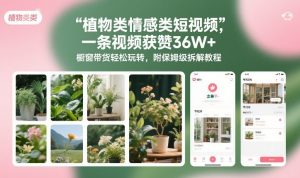 植物类情感类短视频，一条视频获赞36W+，橱窗带货轻松玩转，附保姆级拆解教程-游客之家