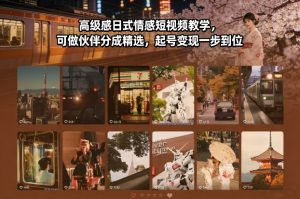 高级感日式情感短视频教学,可做伙伴分成精选,起号变现一步到位-游客之家