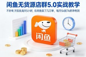 闲鱼无货源店群5.0实战教学，不补单，不投流，每天5小时，在闲鱼卖了几万单，每月5k到7k的净利润-游客之家