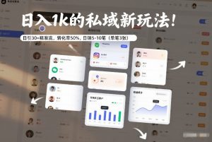 日入1k的私域新玩法：日引30+精准流，转化率50%，日销5-10笔(单笔3张)-游客之家