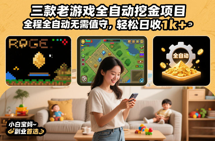 三款老游戏全自动挖金项目,全程全自动无需值守,轻松日收1k+,小白宝妈副业首选【揭秘】-游客之家