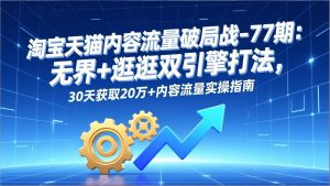 淘宝天猫内容流量破局战-77期：无界+逛逛双引擎打法，30天获取20万+内容流量实操指南-游客之家