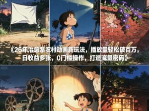 26年治愈系农村动画新玩法，播放量轻松破百万，日收益多张，0门槛操作，打造流量密码-游客之家