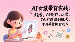 AI女装带货实战：起号，AI创作，运营，7天打造盈利账号，单月带货佣金过万-游客之家