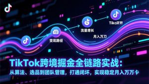 TikTok跨境掘金全链路实战：从算法、选品到团队管理，打通闭环，实现稳定月入万刀-游客之家