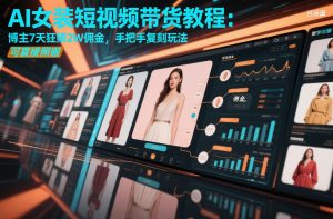 AI女装短视频带货教程：博主7天狂賺2W佣金，手把手复刻玩法，可直接照搬-游客之家