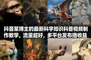 抖音60W粉丝博主最新科学知识科普视频制作教学，流量超好，多平台发布撸收益-游客之家