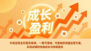 外卖运营全托管实操课，一套可落地、可复制的完整运营方案，实现店铺的快速成长与持续盈利-游客之家