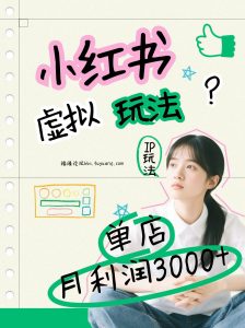 小红书虚拟玩法(铺货流和单品玩法)，单店月利润3000+，IP打法+原创商品(0违规)-游客之家
