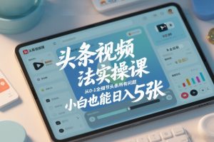 头条视频玩法实操课，从0-1全细节头条所有问题，小白也能日入5张-游客之家