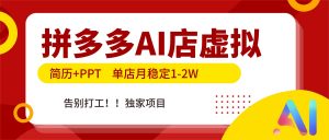 拼多多AI店，简历+PPT，单店月稳定1-2W，告别打工，独家项目！-游客之家