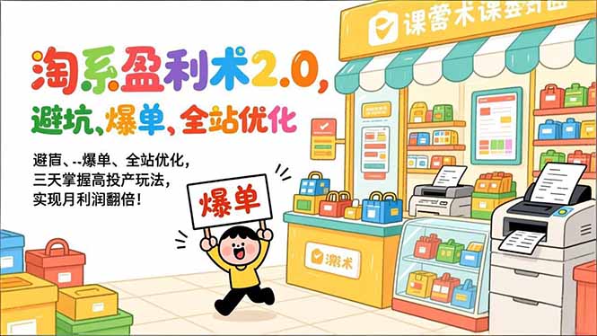淘系盈利术2.0，避坑、爆单、全站优化，三天掌握高投产玩法，实现月利润翻倍！-游客之家