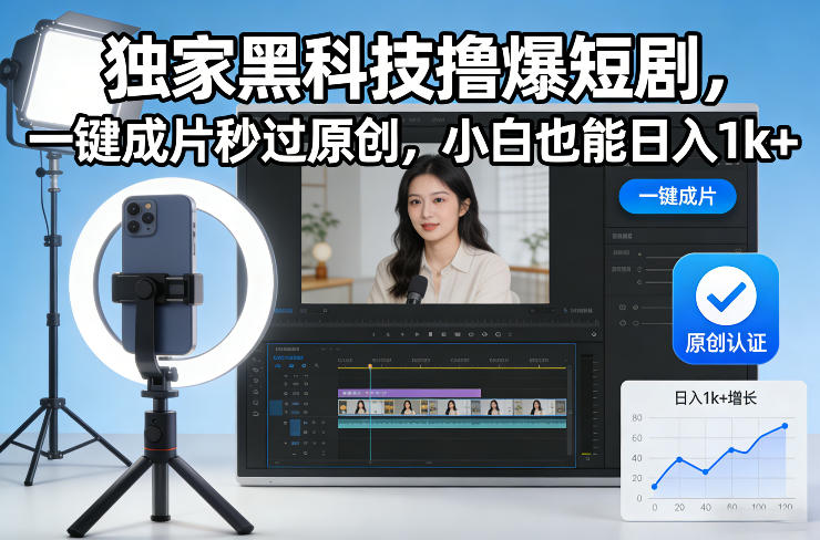 独家黑科技撸爆短剧,一键成片秒过原创,小白也能日入1k+【揭秘】-游客之家