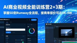 AI商业视频全能训练营2+3期：掌握SD到Runway全流程，接商单报价可达5K-5W-游客之家
